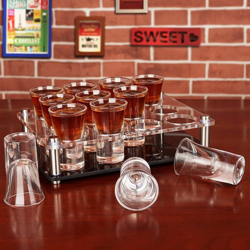 DZ D&Z 1 oz Shot Glasses with Holder, Heavy Base Shot Glass Set of 12, Easy Carry without Spilling, Drinking Vessels for Whiskey/Vodka/Tequila/Cocktail, Ideal Birthday Gift for Boyfriend/Father/Husband - Image 4